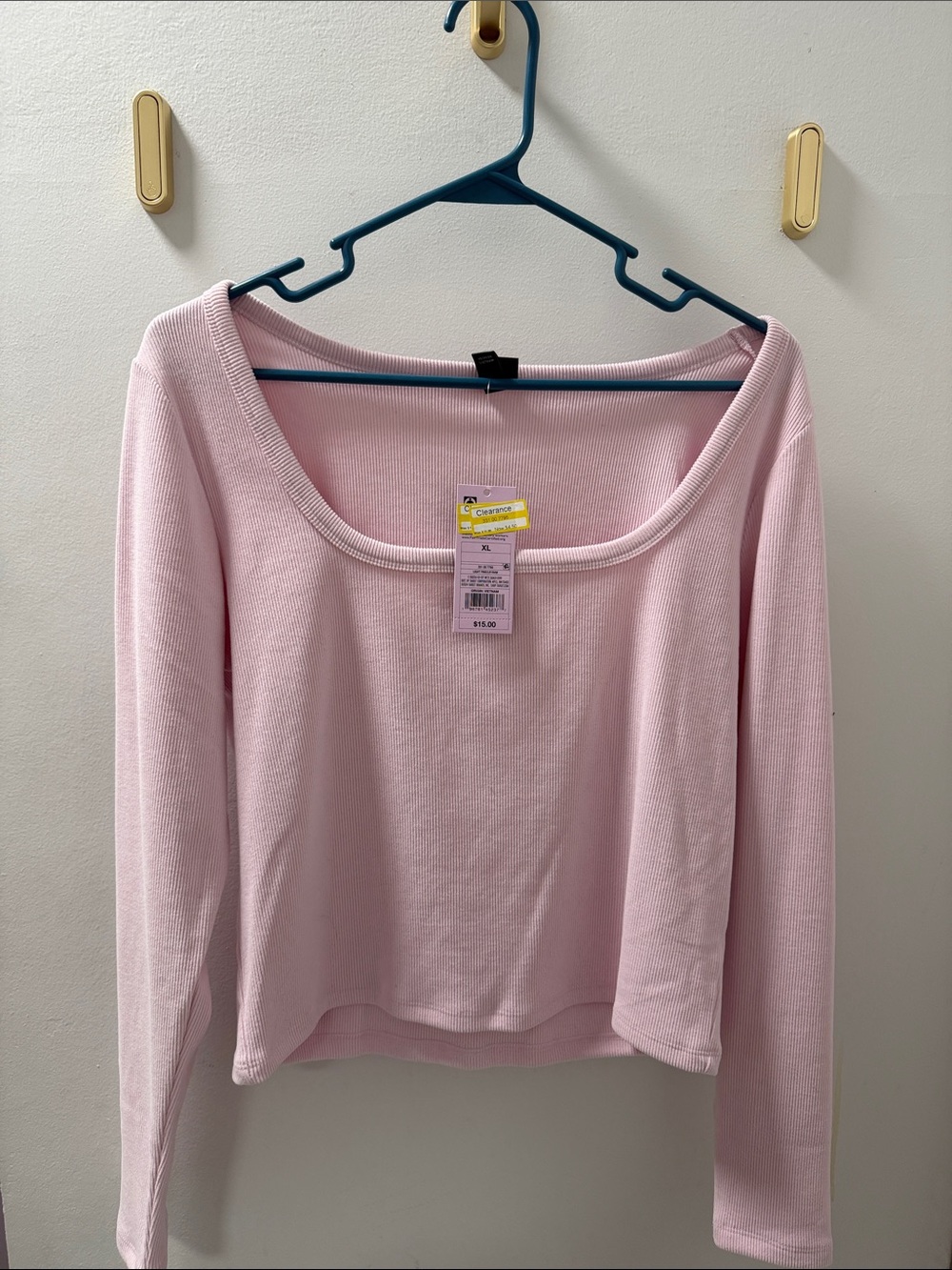 NWT Wild Fable Scoop Neck Long Sleeve Ribbed Women's Top - Light Pink